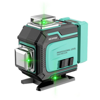 Niveau laser de sol 4D à 16 lignes multiples, auto-nivelant à 360 degrés, horizontal et vertical, vert, avec trépied