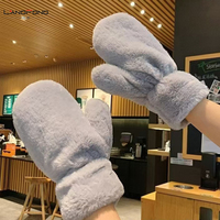 Landfond Accessoire Hiver Peluche Épaissie Chaude Femme En Peluche Hookup Mignon Simple Gants Tricotés