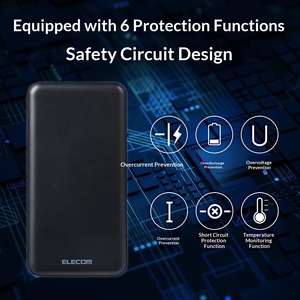 แบตเตอรี่สำรองมือถือ <span class=keywords><strong>Elecom</strong></span> 10000mAh 20W USB PD ชาร์จเร็ว Type-C/USB-A [iPhone/Android] ได้รับการรับรอง PSE สีดำ รุ่น EC-C03BK - Product Image 6
