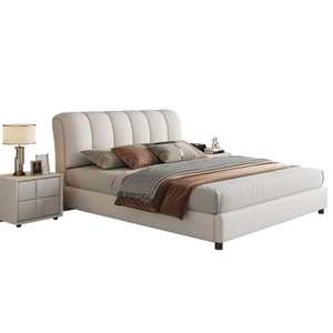 Modern Minimalist Leather <b>Bed</b> 1.5M With <b>Soft</b> Backrest Low Box Design For Master Bedroom - Product Image 5