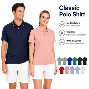 Polo de Seda Helada 195G con Logotipo Personalizado, Unisex, Cuello con Ribete, Transpirable, Uniforme de Golf para Equipos, Venta al por Mayor, 10 Colores, Azul Marino, Coral - Product Image 1