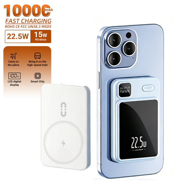 Magsafered Wireless Powerbank 10000mah Portable Battery Pack 15W Quick Magnetic Fast Charging Power Banks for iPhone & Android