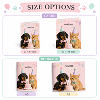 Cartes flash personnalisées à motifs animaux pour toute la famille, recyclables, design recto-verso et livret photo assorti en option