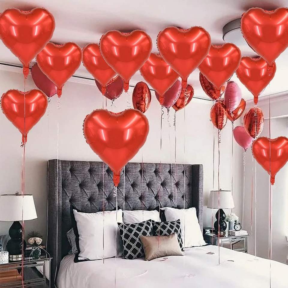 18inch Pure Color Balloons love Red Heart Balloon Aluminum Foil Ballons ...