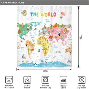 Tenda da Doccia Moderna di Lusso per <span class=keywords><strong>Bambini</strong></span>, Ecologica, Stile Americano, 180x180cm, Impermeabile in Poliestere, 12 Ganci, Stampa Digitale - Product Image 5