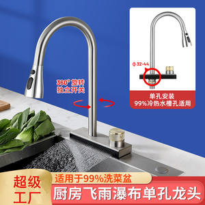 Grifo de Cocina Cascada Monomando de Sobremesa con Rotación 360 Grados, Válvula Cerámica y Acabado Gunpowder - Product Image 4