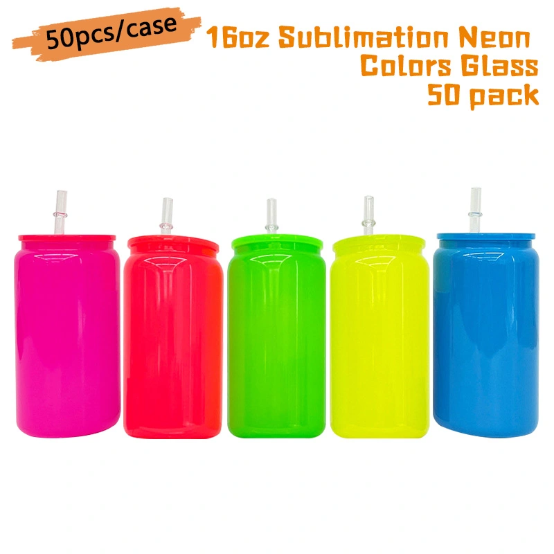 Lattine in vetro neon per sublimazione da 16 once