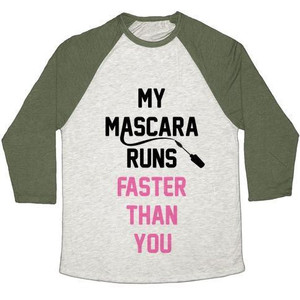 My Mascara Runs Faster Than You Unisex Tri-Blend <b>Baseball</b> <b>Tee</b> - Product Image 2