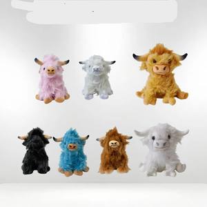 دمية محشوة جديدة على شكل بقرة هايلاند اسكتلندية، لعبة قطيفة طويلة على شكل عجل - Product Image 1