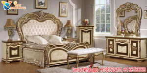 Lit touffu en cuir de Style européen, mobilier de chambre à coucher moderne luxueux sculpté à la main, avec support de chevet - Product Image 5