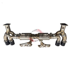 Système d'échappement Vortex SS304 Valvetronic compatible avec Porsche 911 991.2 Turbo S Performance Racing Catback, avec kit de collecteurs à découpe en forme de pie. - Product Image 1