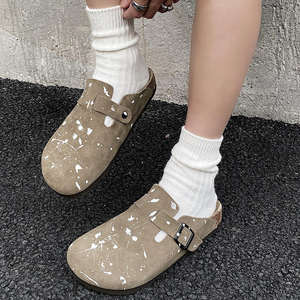 Birkenstocks Mules pour femmes en cuir de vachette daim sabots de liège plat d'été pour pantoufles rembourrage confortable <span class=keywords><strong>semelle</strong></span> <span class=keywords><strong>extérieure</strong></span> antidérapante faite - Product Image 2