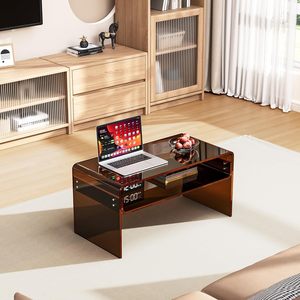 Mesa de Centro Acrílica para Sala de Estar, Mesa Rectangular Transparente de Lucite con Estante Abierto para Almacenamiento - Product Image 6