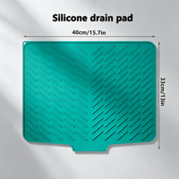 Tapis de séchage de vaisselle en silicone écologique résistant à la chaleur, protection anti-éclaboussures pour évier de cuisine, auto-drainant, 40x30cm, avec design de bec verseur