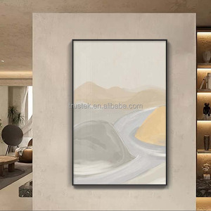Art mural abstrait aquarelle Wabi-Sabi pour salon - <span class=keywords><strong>Peinture</strong></span> <span class=keywords><strong>moderne</strong></span> minimaliste verticale en porcelaine cristalline, confort luxueux - Product Image 2