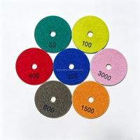 Kit de 7 disques de polissage diamantés humides de 100 mm (4 po) pour granit, marbre, béton, grain 50-3000, avec support Velcro, disque de ponçage pour pierre