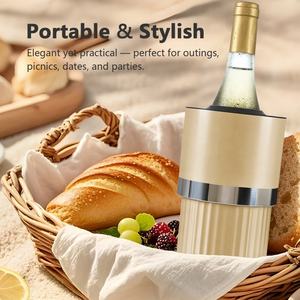 Enfriador de Botellas de Vino de Doble Pared con Aislamiento al Vacío de 750 ml, Enfriador de Champán Portátil, Funda Enfriadora de Vino de Acero Inoxidable - Product Image 6