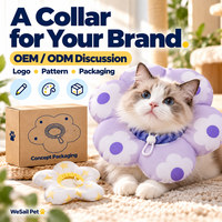 Collier de récupération pour chat personnalisé, mignon, rembourré, à motif floral, réglable (tailles S, L), avec cordon de serrage, intérieur en peluche, anti-léchage, pour usage en intérieur sous surveillance