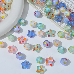 Creative Colorful Spot Star Round Beads Charm Glass Loose Beaded for DIY Bracelet <strong>Jewelry</strong> Accessories <strong>Supplies</strong> - Product Image 1