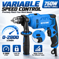 Perceuse à percussion électrique à vitesse variable avec cordon 220-240V 750W pour perçage multi-matériaux