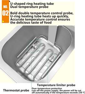 商用ダブルディープフライヤー10 + 10L電気フライヤー温度制御および取り外し可能なオイル容器ステンレス鋼バスケット付き - Product Image 3