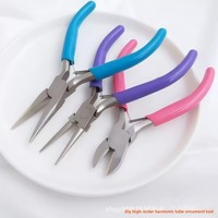Pince à bijoux à manche bleu, rose et violet ; Construction en acier au carbone ; Ensemble de trois pièces de 45 pouces ; Multifonctionnelle ; à bec effilé