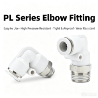 YIDI PL 1/8-1/2 BSP 4-10mm Raccord coudé mâle en laiton à raccordement rapide pour tuyau pneumatique en plastique 1.5MPa 0-60