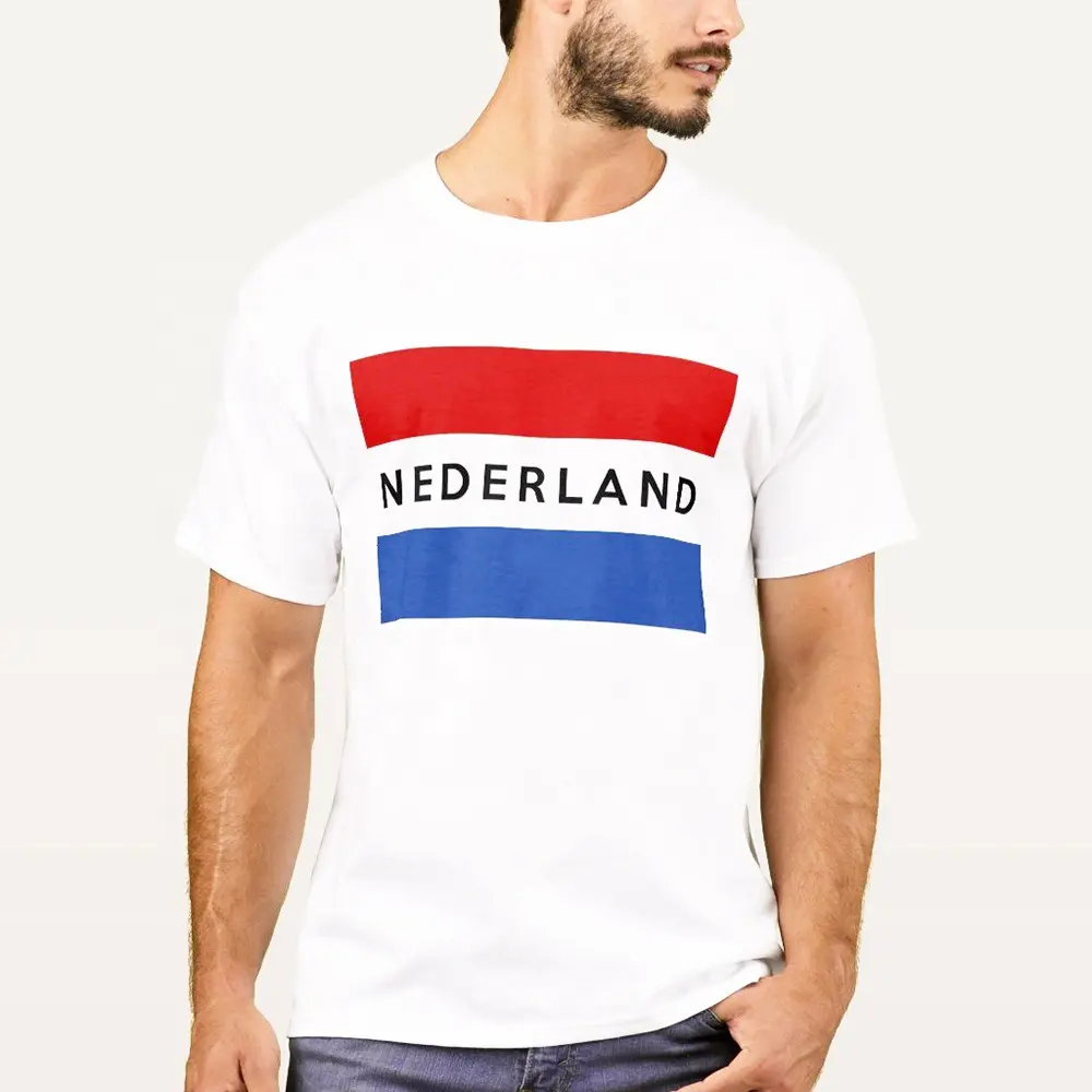 Качественная хлопковая Футболка с голландским флагом 190 г, дизайнерская брендовая футболка с логотипом нидерландского флага, Мужская футболка с коротким рукавом и голландским флагом