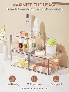 Tùy chỉnh <span class=keywords><strong>Acrylic</strong></span> lưu trữ Hộp ngăn kéo loại, dễ dàng xếp chồng kết hợp mỹ phẩm hộp lưu trữ, thích hợp cho văn phòng mỹ phẩm lưu trữ - Product Image 3