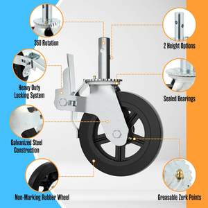 भारी शुल्क 8 "लोहे के कोर डफफोल्डिंग कैस्टर पहियों 360 डिग्री के साथ ° रोटेशन - Product Image 3