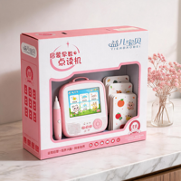 Boîte en carton rose et blanc personnalisée avec fenêtre transparente en PVC pour stylo de lecture éducatif pour enfants, jouet d'apprentissage précoce, emballage vide