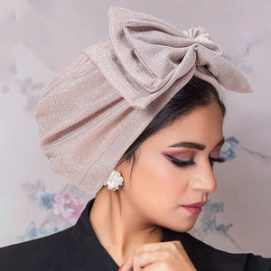 HZM-24207 Brillant Bowknot Turban Cap Élégant Tête Wraps À La Mode Élastique Tête Écharpe Bonnets <span class=keywords><strong>Chimio</strong></span> Cap - Product Image 3