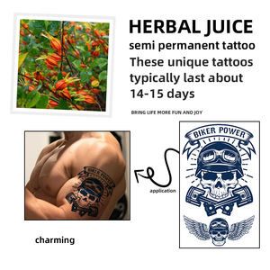 Genipin cráneo <span class=keywords><strong>Lobo</strong></span> flor <span class=keywords><strong>brazo</strong></span> impermeable 2 semanas tatuajes temporales jugo de hierbas tatuaje semipermanente personalizado 18 hojas 160*115mm - Product Image 3