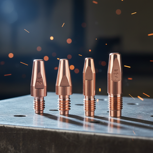 Embouts de précision OEM chromés en cuivre/laiton compatibles <span class=keywords><strong>Fronius</strong></span> <span class=keywords><strong>MIG</strong></span>, garantie 3 ans, modèles M6x28/M8x32/M8x35/M10x40 - Product Image 1