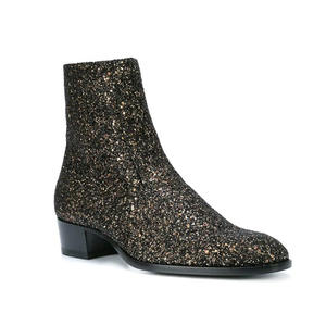Bottes <span class=keywords><strong>Chelsea</strong></span> Homme Show Personnalité <span class=keywords><strong>Chelsea</strong></span> Bottes Hommes Fermeture Éclair Pointue Brillant Paillettes En Cuir Véritable <span class=keywords><strong>Chelsea</strong></span> Bottes - Product Image 3