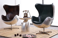 Table basse industrielle Aviator en aluminium, coffre à vapeur antique, table d'appoint argentée, plateau rond, salon, design unique, meubles