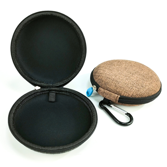 Custom Hard EVA Small Zipper Pouch Circular Earbud Case for Wired Earphone In-Ear Monitor Travel Waterproof Shockproof Bag