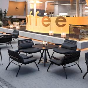 Ensemble de meubles de patio en corde tressée et aluminium pour l'extérieur, table et chaises en WPC pour café, bar, hôtel, grill et <span class=keywords><strong>terrasse</strong></span> - Product Image 6