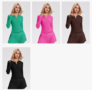 Haut de yoga à manches longues pour femmes, col Henley, coupe ajustée, chemise de sport pour l'entraînement - Product Image 4