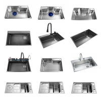 Évier de cuisine encastré à cuve unique grande format, moulé en une seule pièce