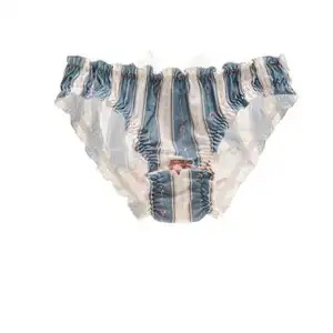 XXF-7 Wholesale Ancient court Lolita Superfine milk silk Printed low waist girls' bread panties women underwear