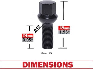 20PC mở rộng 14x1.5 Đen <span class=keywords><strong>Lug</strong></span> bu lông | 33mm / 35mm chân bu lông | bóng bán kính chỗ ngồi bánh xe <span class=keywords><strong>Lug</strong></span> Bolt - Product Image 3