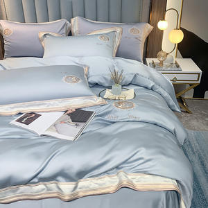 Linge <span class=keywords><strong>de</strong></span> lit en tissu Double antenne, 4 pièces, soie glacée, style européen, housse <span class=keywords><strong>de</strong></span> couette pour sommeil nu, 100 - Product Image 3