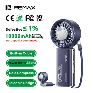 REMAX RS-SF28 Ventilateur portable 2-en-1 avec <span class=keywords><strong>batterie</strong></span> externe 10000 mAh, charge rapide 22,5 W, ventilateur de refroidissement à glace avec câble intégré - Product Image 1
