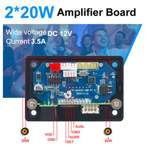 Vire 2*20W khuếch đại Máy nghe nhạc MP3 Board giải mã DC12-15V <span class=keywords><strong>Bluetooth</strong></span> 5.3 khuếch đại xe FM Radio module với microphone - Product Image 2