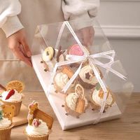 4/6/12 pièces de boîte de cuisson transparente Ma Fen boîte d'emballage pour tarte aux œufs et cupcake