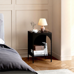 Table de <span class=keywords><strong>chevet</strong></span> moderne noire avec étagère de rangement en <span class=keywords><strong>cube</strong></span>, vente en gros d'usine chinoise, table de nuit en métal pour chambre à coucher et salon - Product Image 1