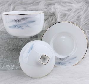 Nouvel ensemble de vaisselle en céramique de style chinois de 72 pièces, motif végétal, en porcelaine fine, idéal pour l'inauguration de la maison - Product Image 4