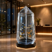 Aquarium en cristal en forme de méduse personnalisé, grand aquarium de luxe en acrylique pour la décoration de hall d'hôtel moderne