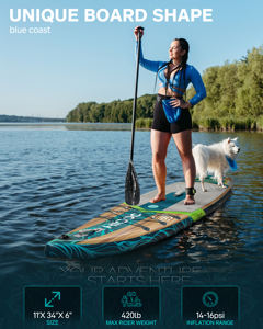 กระดานยืนพาย HICOO Widened <span class=keywords><strong>Race</strong></span> Pro รุ่น OEM ลายไม้ แบบเป่าลม ขนาด 11'6''*34'*6'' พร้อมอุปกรณ์เสริม - Product Image 3